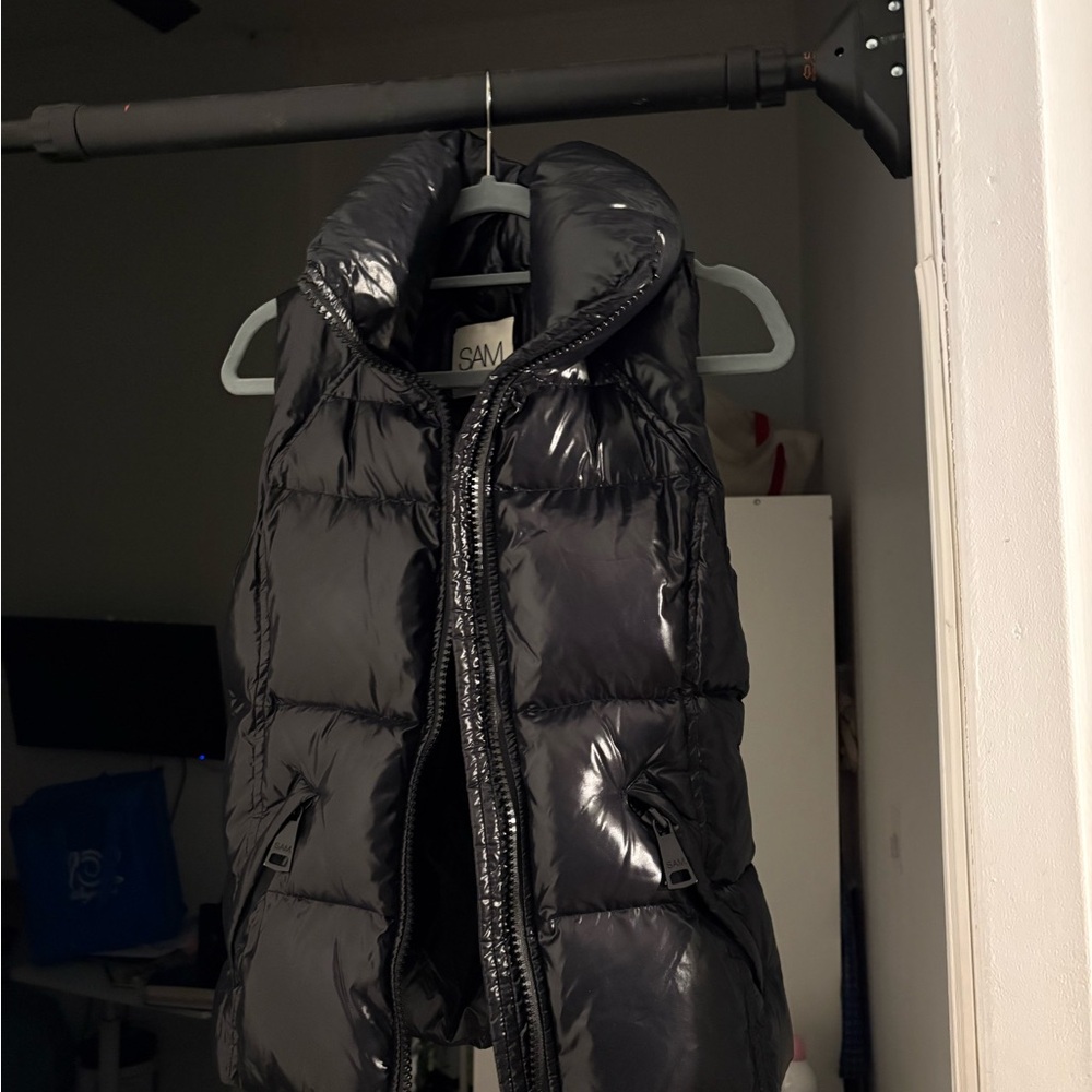 SAM. Glossy Black Quilted Vest